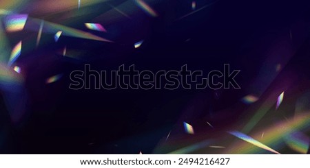 A cluster of colors, bright rays of the spectrum. Glare on a lens, glass, jewelry, or gemstone. Vector realistic illustration set of light leak effect with spectrum glare, prism refraction.	