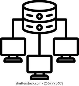 Cluster Computing Vector Lineal Icon On White Background.