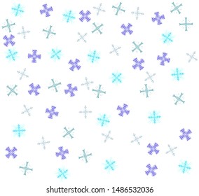 A cluster consists of many blue snowflakes.