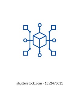 Cluster diagram line icon concept. Cluster diagram flat  vector symbol, sign, outline illustration.