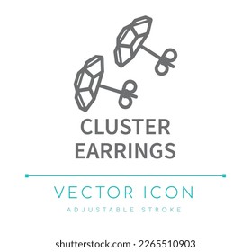 Cluster Earrings Jewelry Vector Line Icon