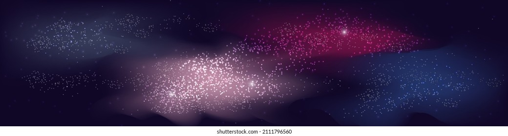 cluster of galaxies and nebulae in outer space. vector banner