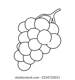 Racimo de uvas ilustrado en estilo de arte de línea simple para colorear o propósitos educativos