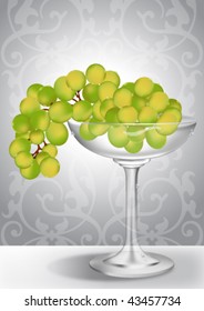 cluster of green vine in glass from glass