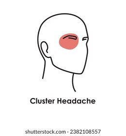 Cluster headache color icon. Vector isolated illustration. Migraine concept.