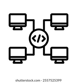 cluster icon line vector illustration on white background.