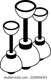 Cluster Lamp holder Vector Icon isometric Design, Interior design Symbol, Home Office decoration Sign, Residential and Commercial Decor Elements stock illustration, Three hanging pendant light Concept