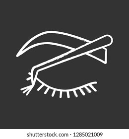 Cluster lash extension chalk icon. Semi permanent or temporary lashes. 3D volume flare lashes. Makeup and beauty. Isolated vector chalkboard illustration