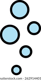 A cluster of light blue water bubbles in various sizes.