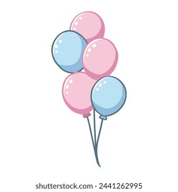 Eine Ansammlung von rosa und blauen Ballons