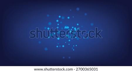 A cluster of small, bright blue particles scattered across a dark blue gradient background, creating a bokeh effect.