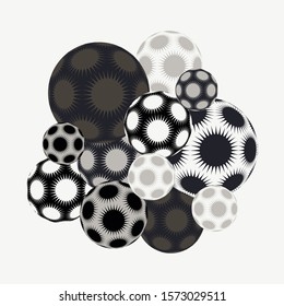 cluster of spiky stars balls in silver shades