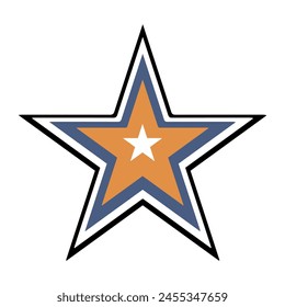 A cluster of stars centered with stars within stars in varying sizes, featuring multiple colors such as yellow, blue, black, and white