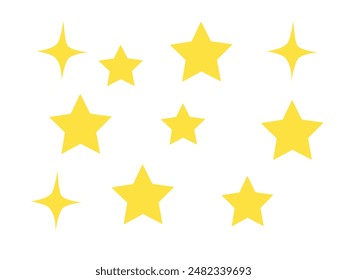 Cluster of three sparkles yellow vector emoji with star