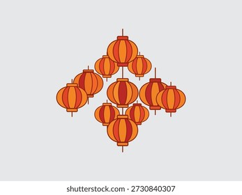 Cluster von traditionellen rot-orange Laternen