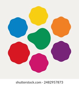 A cluster of vibrantly colored circles set against a plain white backdrop