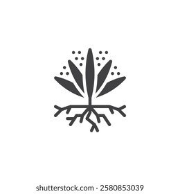 A cluster of weeds with roots vector icon. filled flat sign for mobile concept and web design. Weeds glyph icon. Symbol, logo illustration. Vector graphics