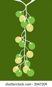 Cluster of yellow grapes on the vine against a dark green background (vector)