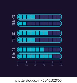 Cluster fragmentierte Infografik Design-Vorlage für dunkles Thema. Drei Ebenen. Bearbeitbare Infografik mit horizontalen Balkendiagrammen. Visuelle Datendarstellung. Myriad Pro-kühne, Standardschriftarten verwendet