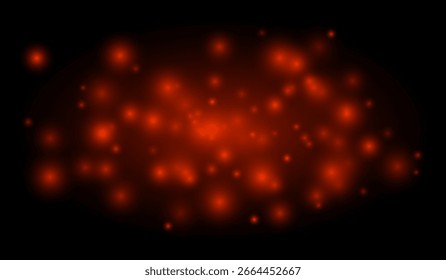 Clustered glowing points and blurred light form a dreamy particle effect for backgrounds, overlays, or visual design projects. Suitable for festive or magical compositions.