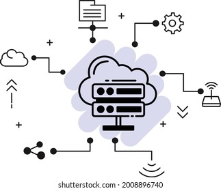 Clustered hosting Vector Glyph Icon Design, Cloud computing and Internet hosting services Symbol, proxy cloud server concept,  Global Cloud Services Provider stock illustration