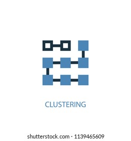 Clustering concept 2 colored icon. Simple blue element illustration. Clustering concept symbol design from Artificial Intelligence set. Can be used for web and mobile UI/UX