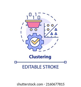 Clustering Concept Icon. Data Mining Technique Abstract Idea Thin Line Illustration. Hierarchical Data Segmentation. Isolated Outline Drawing. Editable Stroke. Arial, Myriad Pro-Bold Fonts Used