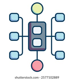 Clustering Icon - Lineal Color Style - Cognitive Biases Theme