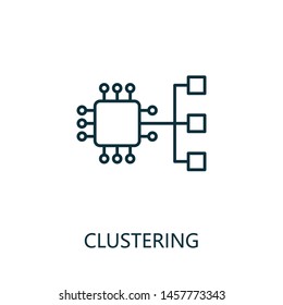 Clustering thin line icon. Creative simple design from artificial intelligence icons collection. Outline clustering icon for web design and mobile apps usage.