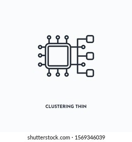 Clustering thin outline icon. Simple linear element illustration. Isolated line Clustering thin icon on white background. Thin stroke sign can be used for web, mobile and UI.