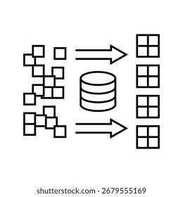 clusters vetor de ícone de linha de big data. clusters sinal de big data. símbolo de contorno isolado ilustração em preto