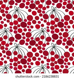 Clusters of red berries. Berry seamless pattern. Plant background. Ornate template for design, textile, wallpaper, clothing, ceramics. Natural background.