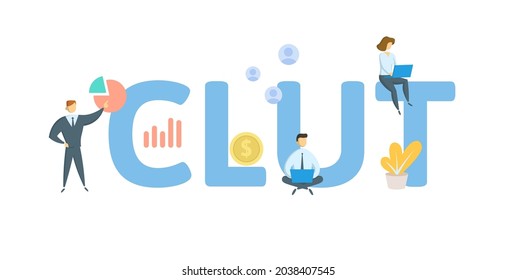 CLUT, Charitable Lead Unitrust. Concept with keyword, people and icons. Flat vector illustration. Isolated on white.