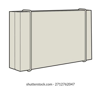 Clutch bag design technical flat sketch vector mockup template.