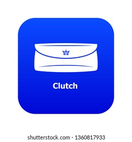 Clutch bag icon blue vector isolated on white background