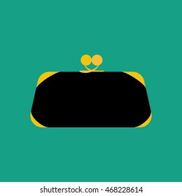 Clutch bag illustration on the green illustration. Vector illustration