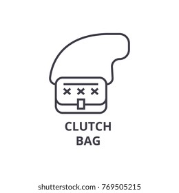 clutch bag line icon, outline sign, linear symbol, vector, flat illustration