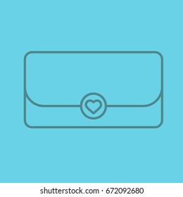 Clutch bag linear icon. Thin line outline symbols on color background. Vector illustration