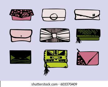 Clutch collection hand drawn