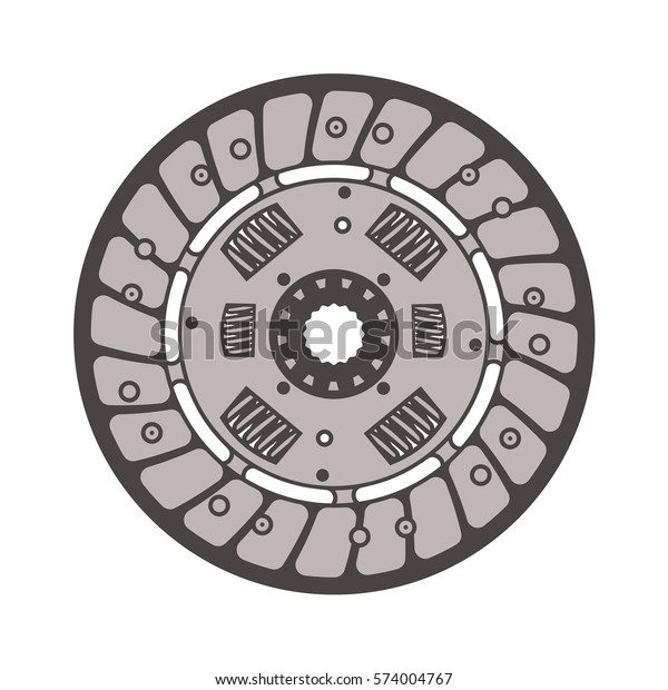 Clutch\
disc icon on white background, car\
parts	\
\

