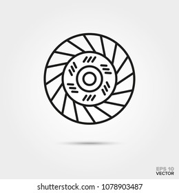 Clutch disc, vector line icon. Automotive parts, repair and service symbol. 