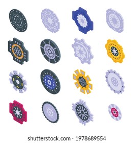 Clutch icons set. Isometric set of clutch vector icons for web design isolated on white background