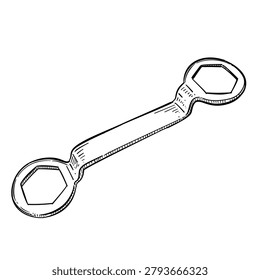 clutch spanner wrench vector line art hand drawn illustration