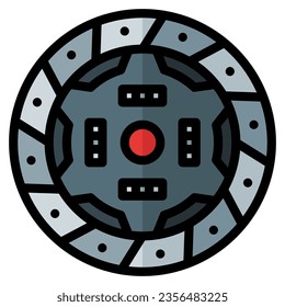 Clutch. Vector filled line icon of a car or automobile, symbolizing a machine for driving. It is presented in a filled line style, suitable for mobile concepts and web design