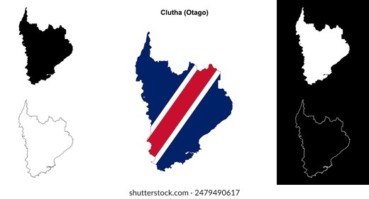 Conjunto de mapas de esquema en blanco Clutha