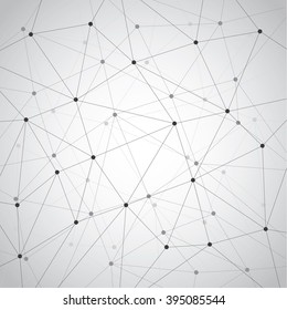 Clutter of line network on gray background; concept of connection, communication, data, social, and technology; vector