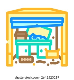 bagunçado vetor ícone de cor de garagem. bagunçado sinal de garagem bagunçado. ilustração de símbolo isolado