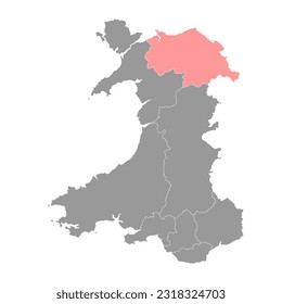 Clwyd county, Wales. Vector illustration.