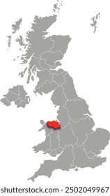 clwyd map ADMINISTRATIVE DIVISIONS of UNITED KINGDOM 3d isometric map