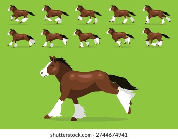 Clydesdale Horse Animation Sequence Running Cartoon Vector Illustration